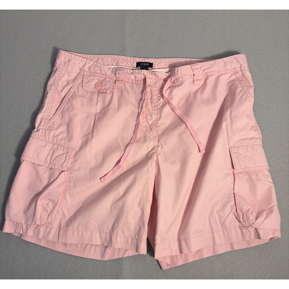 J Crew Women's Low Fit Pink Cotton Cargo Shorts  7 In Inseam, Relaxed Resort